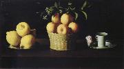 Francisco de Zurbaran Style life with lemon of orange and a rose Germany oil painting reproduction